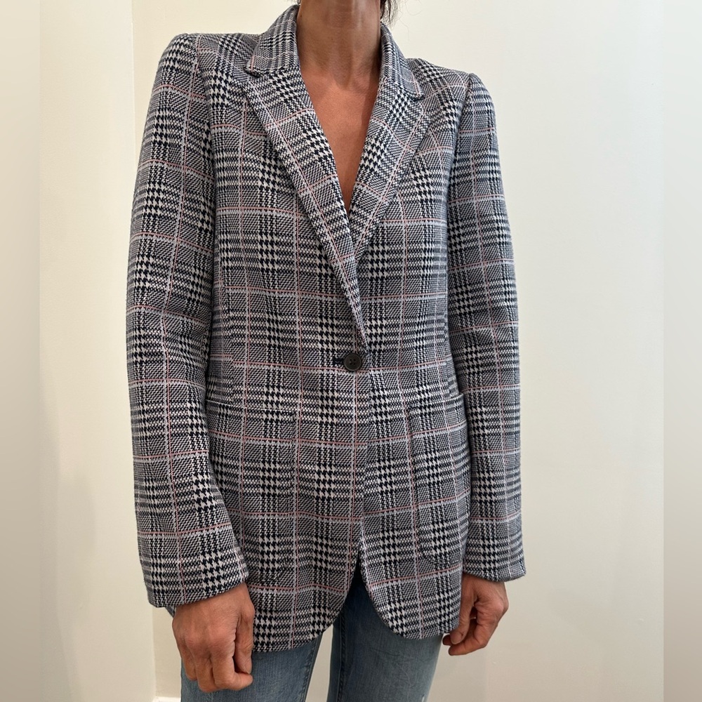 Women's Black and White Plaid Blazer